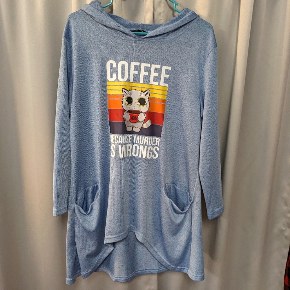 Coffee Themed Blue Hoodie